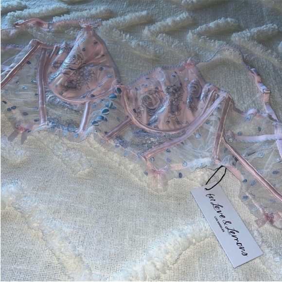 NWT For Love & Lemons foil rose bustier with embroidery size medium - Picture 6 of 9